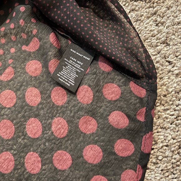 Black & Purple Polka Dot Long Sleeve Blouse - Sheer - Pullover - Size: XS - Picture 7 of 7